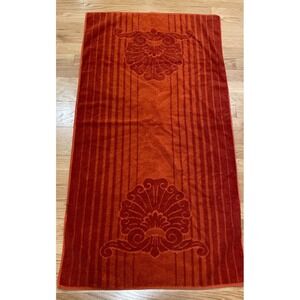 Vintage‎ Fieldcrest Bath Towel Rust Red Orange Stripe Imperial Cotton Retro